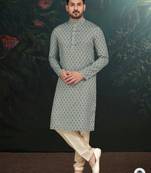 Degital printed with full amrodery thread work kurta pajama set