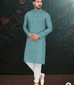 Degital printed with full amrodery thread work kurta pajama set
