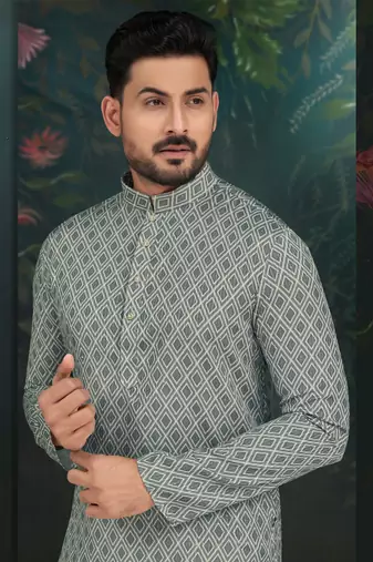 Degital printed with full amrodery thread work kurta pajama set