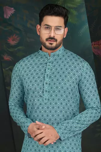Degital printed with full amrodery thread work kurta pajama set