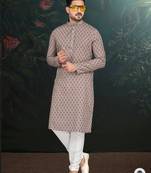 Degital printed with full amrodery thread work kurta pajama set