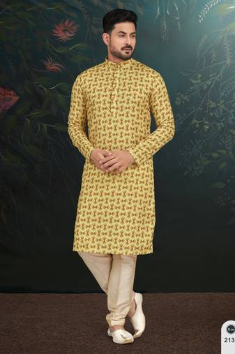 Degital printed with full amrodery thred work kurta pajama set