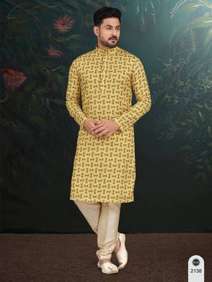 Degital printed with full amrodery thread work kurta pajama set 2
