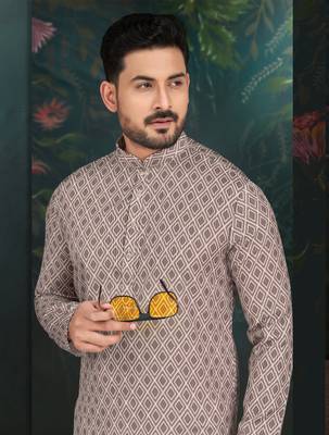 Degital printed with full amrodery thread work kurta pajama set 3