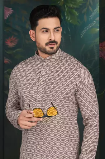 Degital printed with full amrodery thread work kurta pajama set