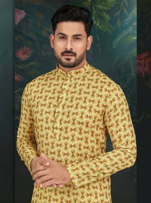 Degital printed with full amrodery thread work kurta pajama set 3