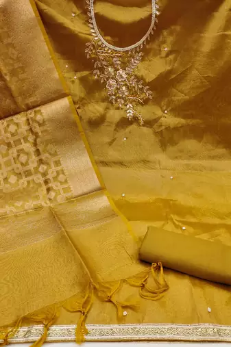 Mehndi Pure Viscose Hand Wrok Unstitched Dress Material