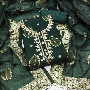 Green Modal Banarasi Unstitched Dress Material 2