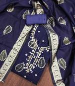 Blue Modal Banarasi Unstitched Dress Material