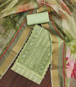 Pista Cotton silk blend Embroidered Unstitched Dress Material