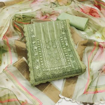 Pista Cotton silk blend Embroidered Unstitched Dress Material 2