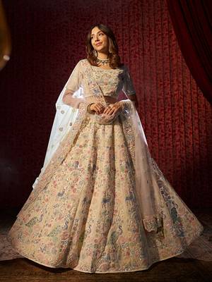 Sensational White Embroidered Georgette Lehenga Choli Set 2