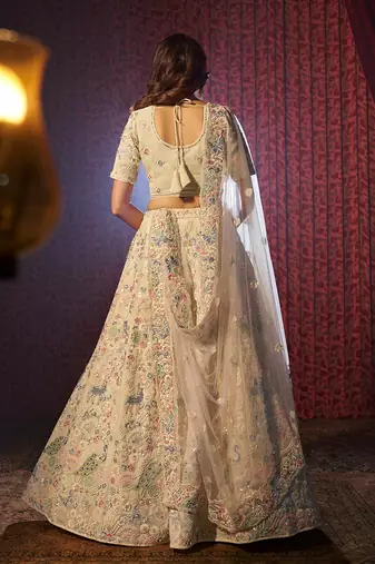 Sensational White Embroidered Georgette Lehenga Choli Set