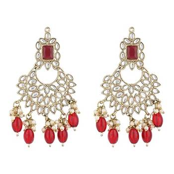 traditional kundan pearl handcrafted dangle chandbali earrings ethnic jewellery 5