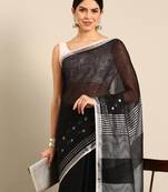 Designer black silk saree