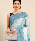 Designer blue silk saree