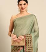 Designer green silk saree