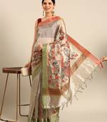 Designer grey silk saree
