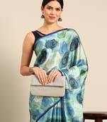 Designer blue silk saree