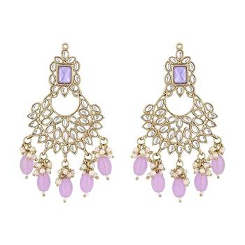 traditional white kundan pearl handcrafted dangle chandbali earrings ethnic jewellery 5