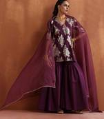 purple metallic sharara dupatta set