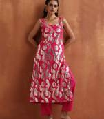 pink metallic straight kurta set