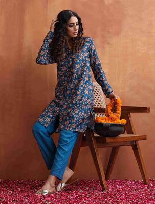 blue print kurta co-ord set 1