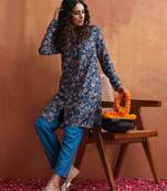 blue print kurta co-ord set