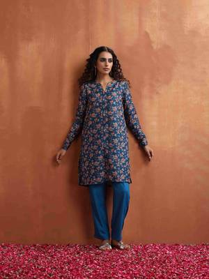 blue print kurta co-ord set 2