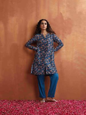 blue print kurta co-ord set 3