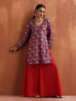 pink print sharara set 1