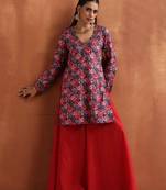 pink print sharara set