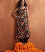 black print straight kurta set