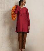 red silk kurta co-ord set