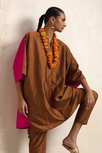  brown silk co-ord set