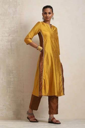 gold silk kurta set