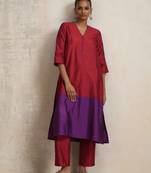 red silk kurta set