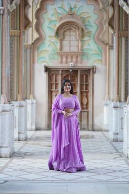 The beautiful Lavender lehenga set with embroidered and georgette dupatta 1