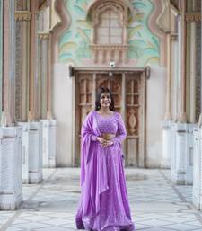 The beautiful Lavender lehenga set with embroidered and georgette dupatta