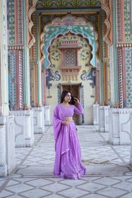 The beautiful Lavender lehenga set with embroidered and georgette dupatta 4