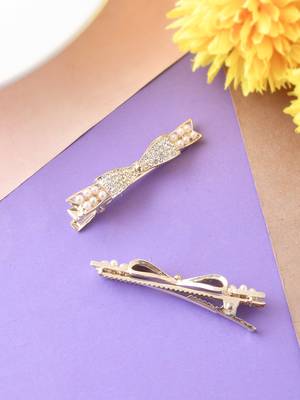 Gold pearl hair clip( pair of 2) 1