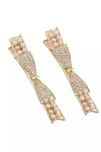Gold pearl hair clip( pair of 2)