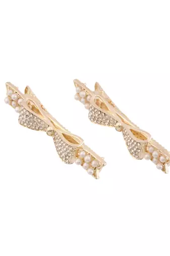 Gold pearl hair clip( pair of 2)