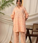 Vyom tara women's sunshine raglan sleeve khadi print kurta set