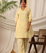 Vyom tara women's sunshine raglan sleeve khadi print kurta set