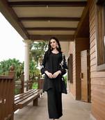 Nikhaar black hand embroidery art silk jacket styles kurta &
