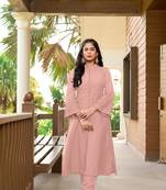 Nikhaar dark pink hand embroidery art silk a line kurta &