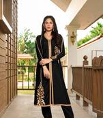Nikhaar black hand embroidery art silk a line pants kurta & set