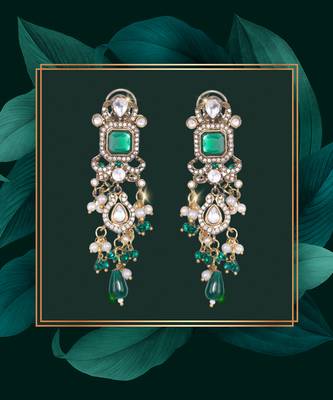 Shahtoosh emerald 1 Pair of Earring  2