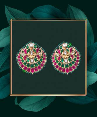 Nawab ruby emerald studs 1 Pair of Earring  2